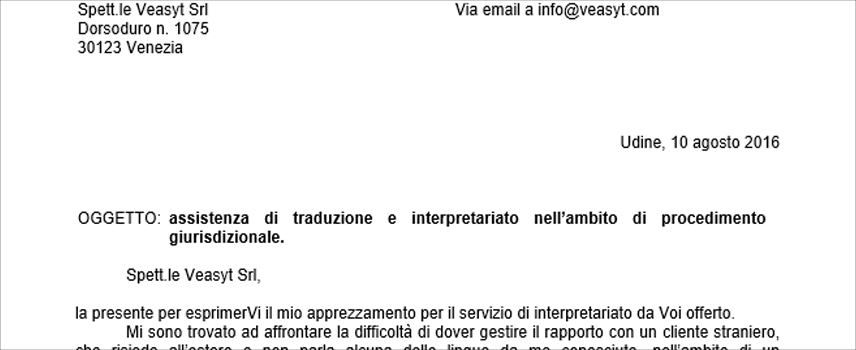 anteprima del feedback lasciato dall'avvocato dopo l'utilizzo del servizio di video-interpretariato a distanza con interprete francese per cliente francese in ambito legale